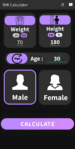 Android application BMI Calculator screenshort