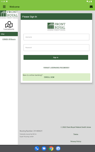Front Royal FCU Mobile App Screen 3