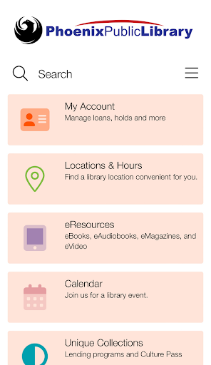 Android application Phoenix Public Library screenshort
