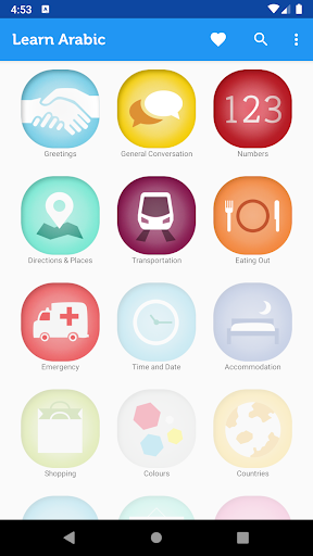 Android application Learn Arabic Phrasebook screenshort