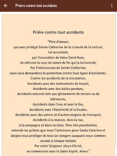 Prière contre tout accidents