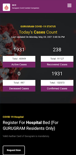 Android application GC3 Gurugram Covid Combat Comp screenshort