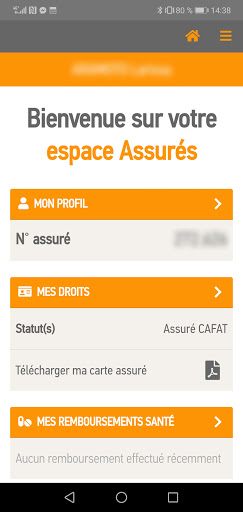 Android application CAFAT Assuré screenshort