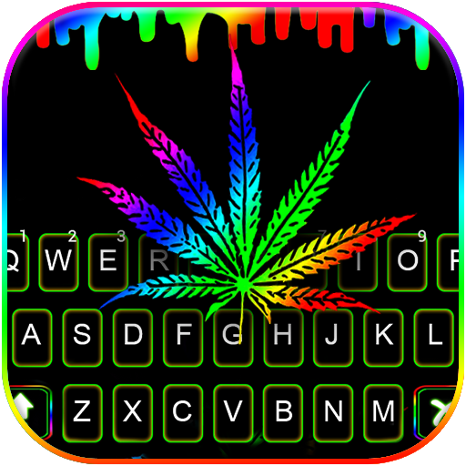 Neon Drip Weed Keyboard Backgr logo