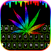 Neon Drip Weed Keyboard Background