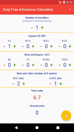 Iceland Alcohol Allowance Calc Screen 2