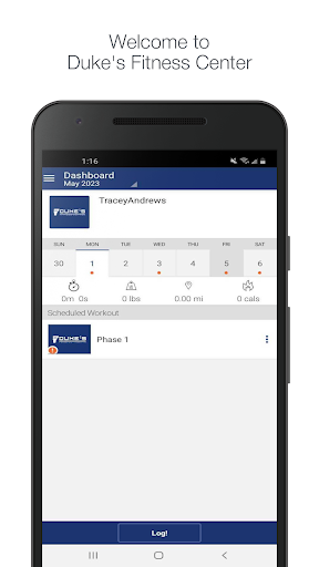 Android application Duke's Fitness Center screenshort