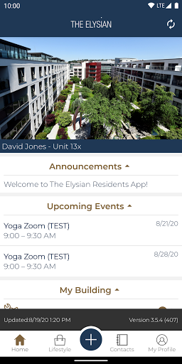 The Elysian Residents App Screen 2