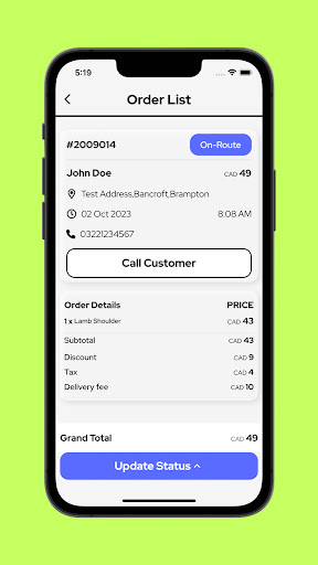 Ordrz Partner App Screen 3