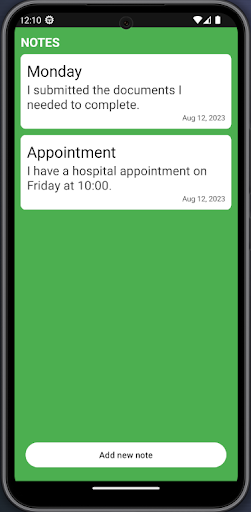 Android application Y Note screenshort