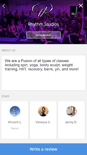Android application Rhythm Studios Fitness screenshort