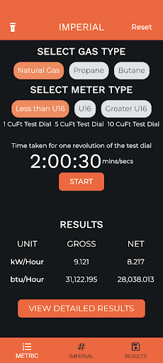 Android application ESC Gas Flow Rate Calculator screenshort