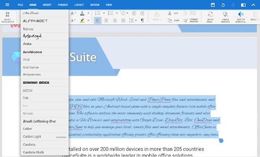 OfficeSuite Font Pack Screenshot
