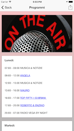 Radio Vega Italia Screen 3