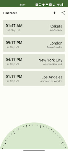Android application Easy Timezones screenshort