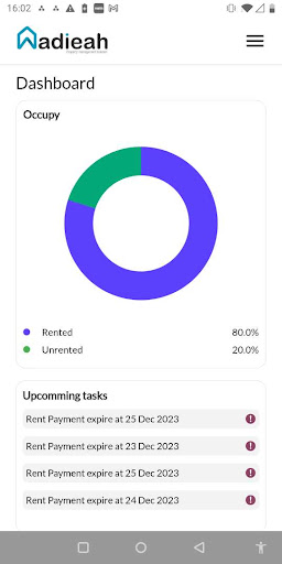 Wadieah: rental management app Screen 2