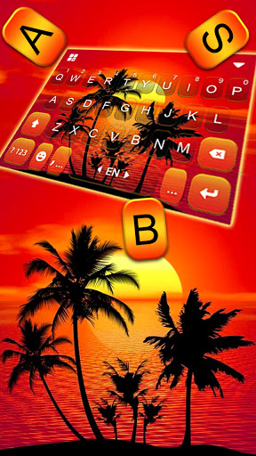 Sunset Palm Tree Keyboard Back Screen 2