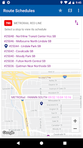 Bus Time in Houston Screen 2