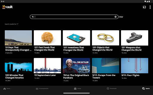 Screenshot of HISTORY Vault