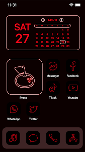 Wow Red Neon Theme - Icon Pack Unknown