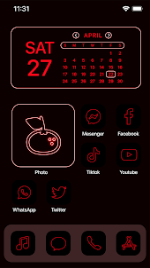 Wow Red Neon Theme - Icon Pack