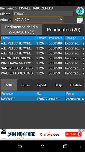 Android application Consulta pedimentos SIPED screenshort