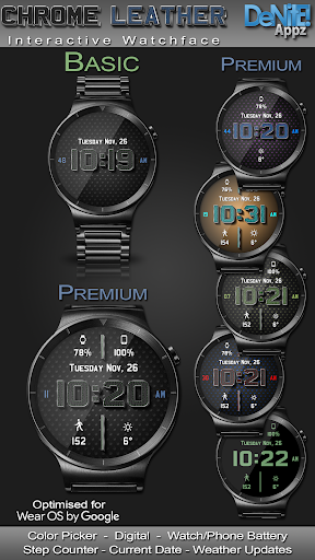 Android application Chrome Leather HD Watch Face screenshort