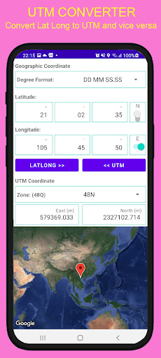 Android application UTM Converter screenshort