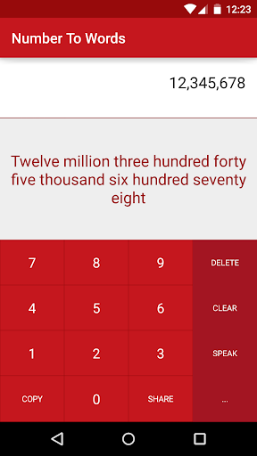 Android application Number To Words screenshort