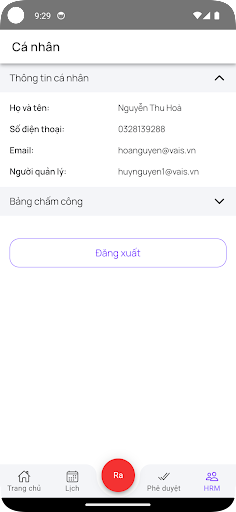 Android application VAIS Nhân Sự screenshort