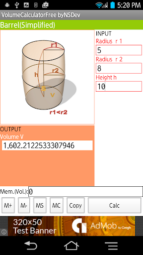 VolumeCalculator byNSDev Screen 3