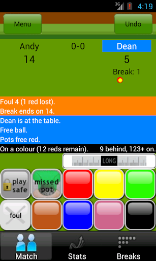 MySnookerStats Snooker Scoring Screen 2