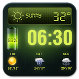 Weather Forecast Widget with Battery and Clock icon