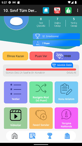 Android application 10. Sınıf Tüm Dersler Test Çöz screenshort