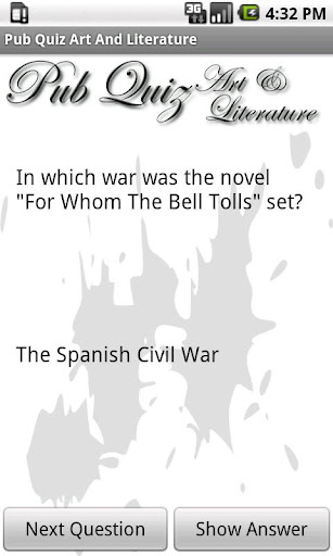 Android application Pub Quiz Art And Literature screenshort