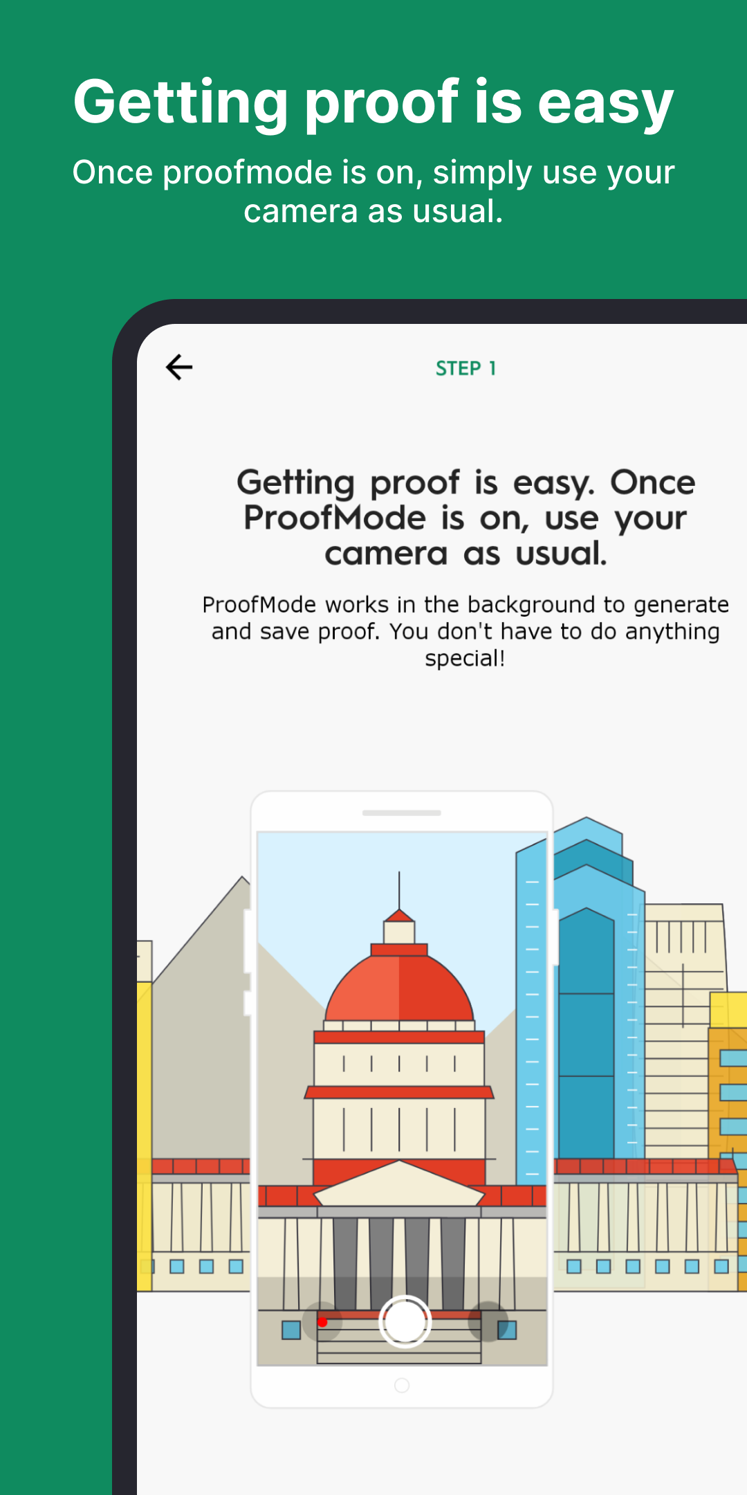 Android application ProofMode: Verified Visuals screenshort