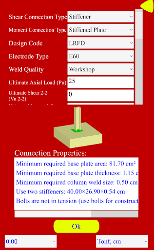 Steel Connection Design Screen 3