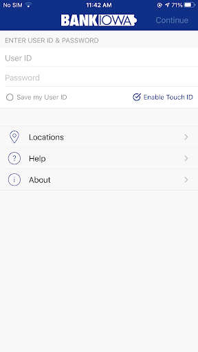 Android application BankIowa Personal Mobile screenshort