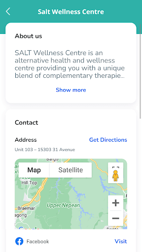 Android application Salt Wellness Centre screenshort