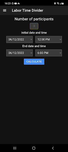 Android application Labor Time Divider screenshort