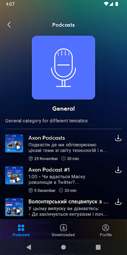 Axon Podcasts Screen 3