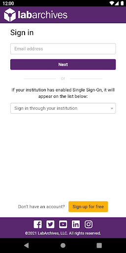 Android application LabArchives ELN for EU screenshort