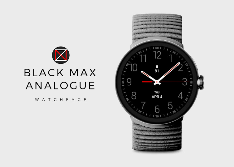 Black Max Analogue Watch Face - New - (Android)