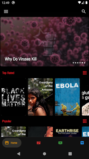 Documentaries, Series, Live TV Screen 2