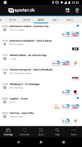 Android application TVsporten.dk sport i TV screenshort