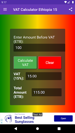 Vat Calculator Ethiopia 15 7