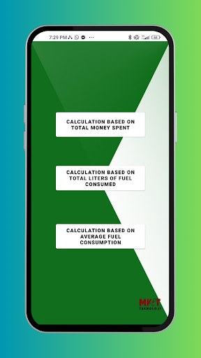 Android application Fuel Calculation - Practical screenshort