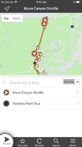 Android application Bryce Canyon Shuttle screenshort
