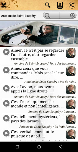 Android application Antoine Saint-Exupéry Citation screenshort
