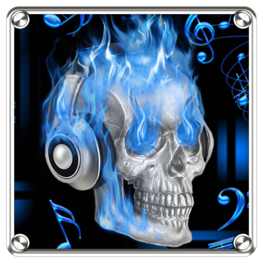 Skull on Fire Go Launcher them logo
